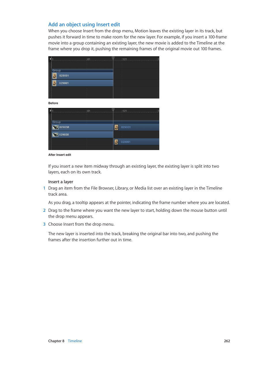 Add an object using insert edit | Apple Motion 5.1.1 User Manual | Page 262 / 1090