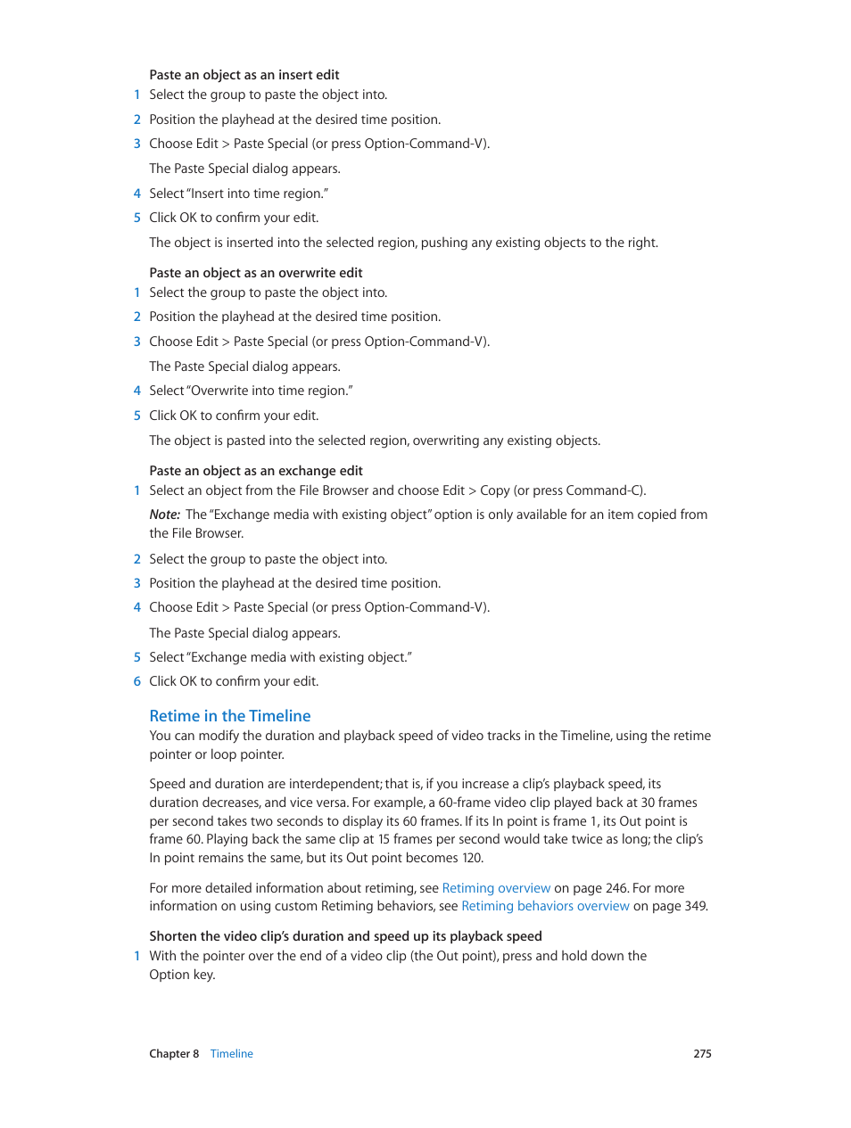 Retime in the timeline | Apple Motion 5.1.1 User Manual | Page 275 / 1090