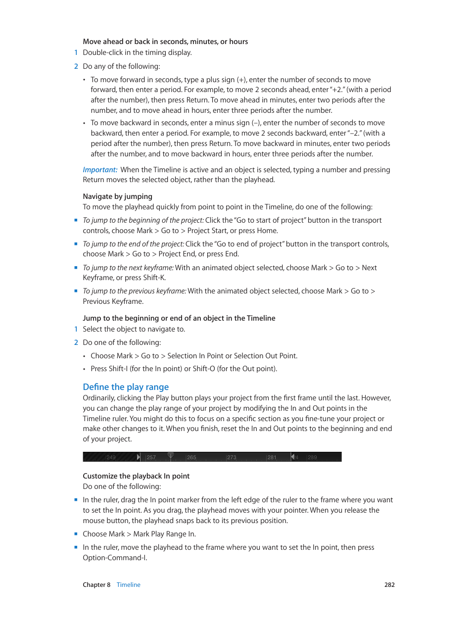 Define the play range, Define, The play range | Apple Motion 5.1.1 User Manual | Page 282 / 1090