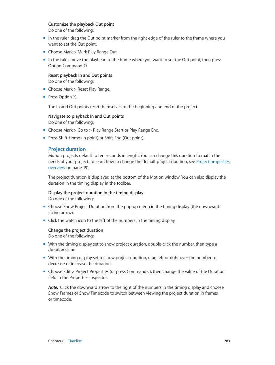 Project duration | Apple Motion 5.1.1 User Manual | Page 283 / 1090