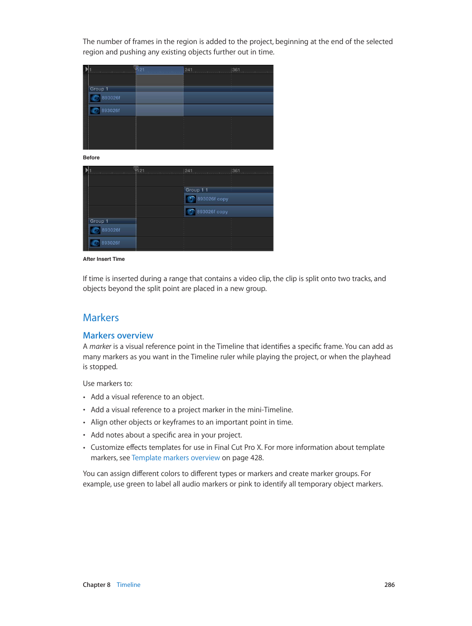 Markers, Markers overview, 286 markers 286 | Apple Motion 5.1.1 User Manual | Page 286 / 1090