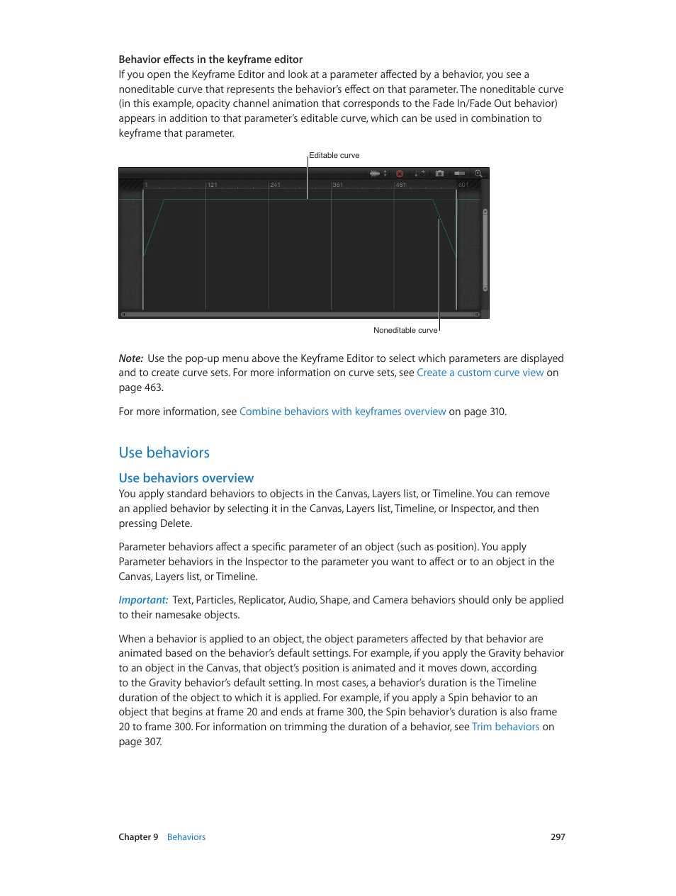 Use behaviors, Use behaviors overview, 297 use behaviors 297 | Apple Motion 5.1.1 User Manual | Page 297 / 1090