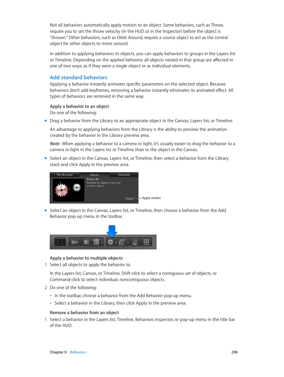 Add standard behaviors | Apple Motion 5.1.1 User Manual | Page 298 / 1090