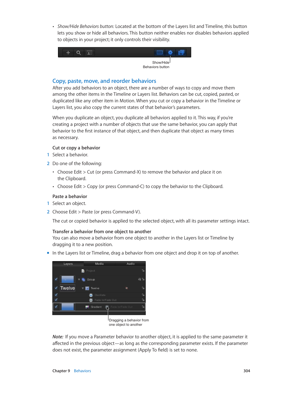 Copy, paste, move, and reorder behaviors | Apple Motion 5.1.1 User Manual | Page 304 / 1090