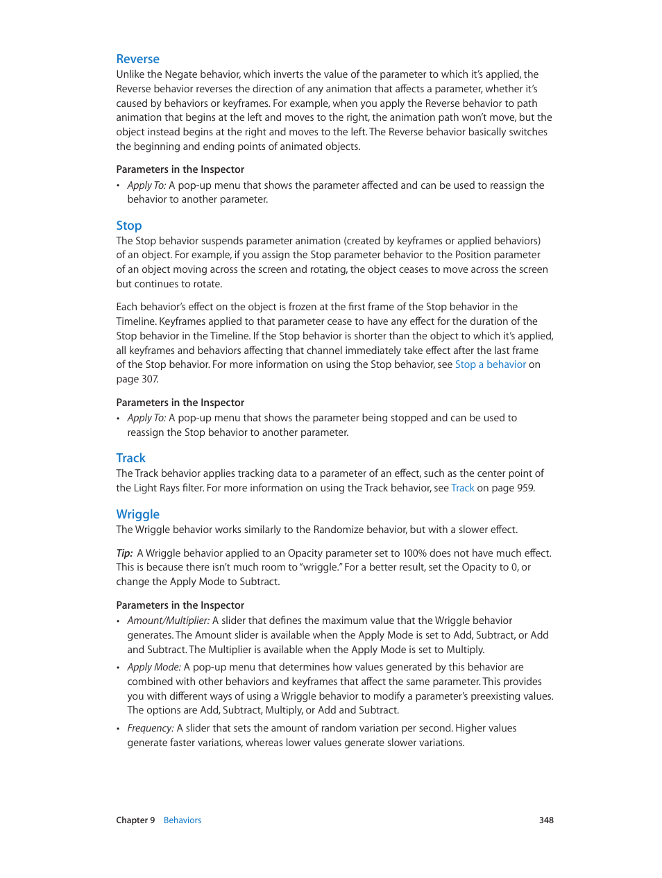 Reverse, Stop, Track | Wriggle | Apple Motion 5.1.1 User Manual | Page 348 / 1090