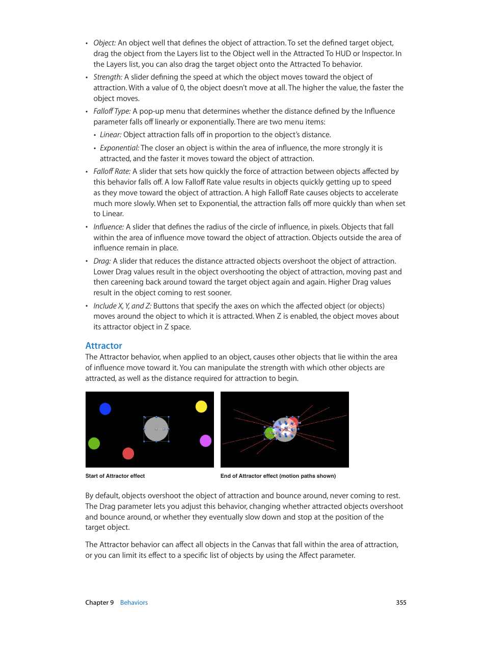 Attractor | Apple Motion 5.1.1 User Manual | Page 355 / 1090