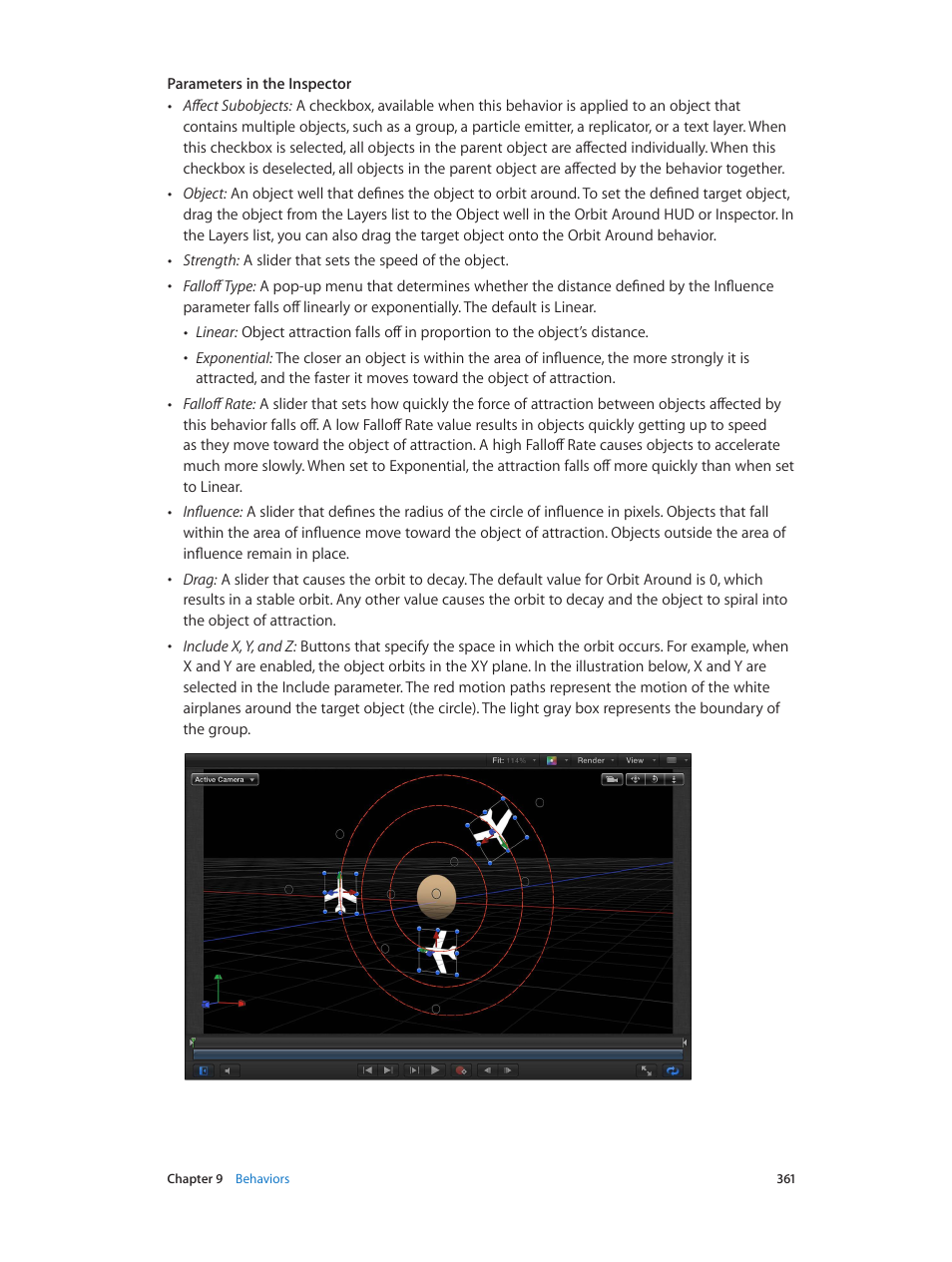 Orbit around | Apple Motion 5.1.1 User Manual | Page 361 / 1090