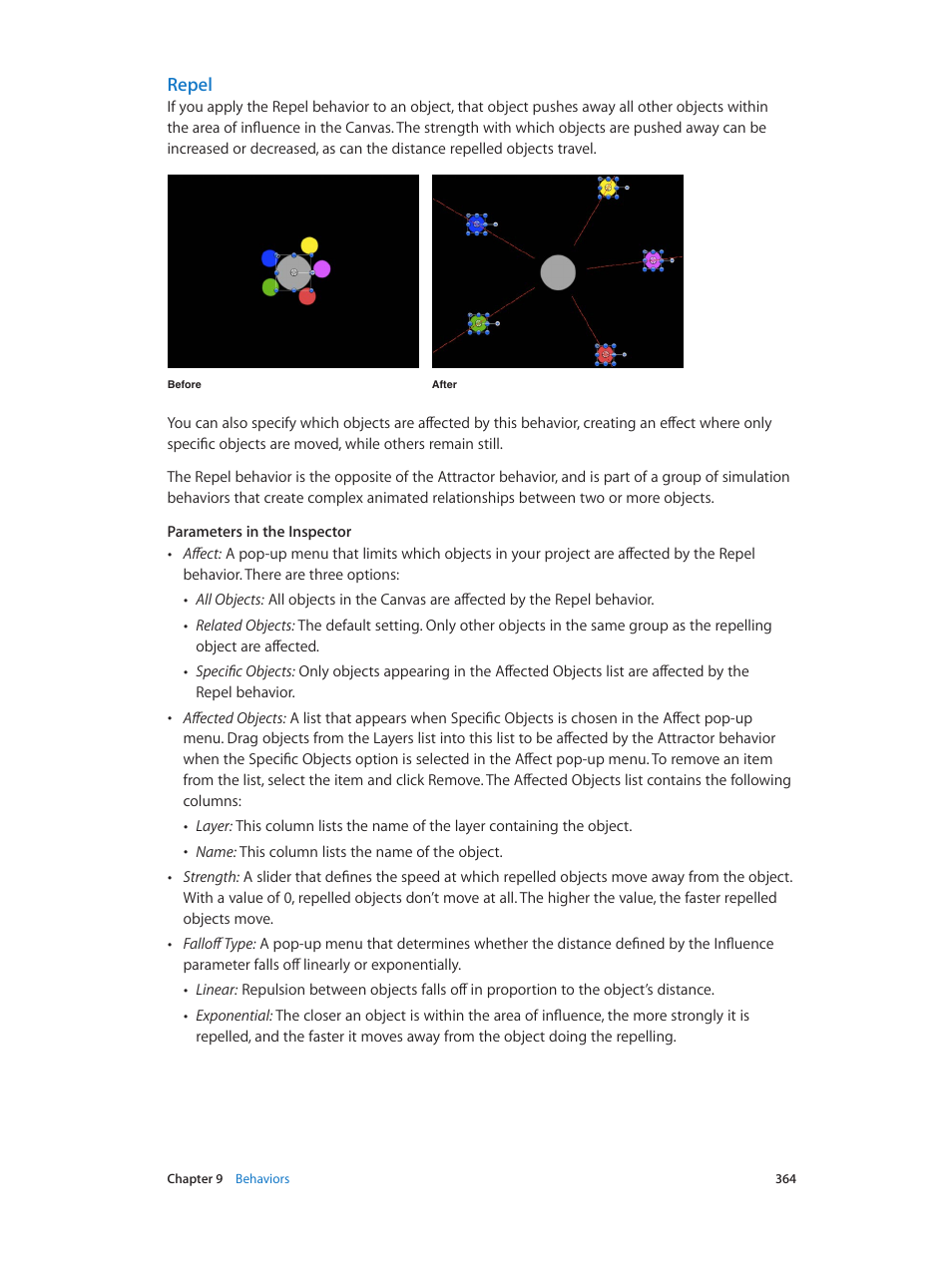 Repel | Apple Motion 5.1.1 User Manual | Page 364 / 1090