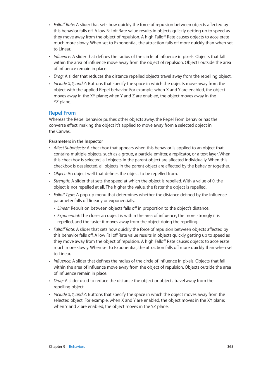 Repel from | Apple Motion 5.1.1 User Manual | Page 365 / 1090