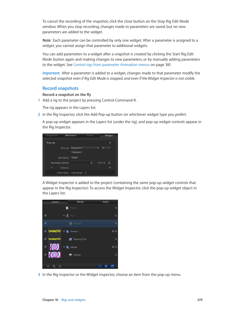 Record snapshots | Apple Motion 5.1.1 User Manual | Page 379 / 1090