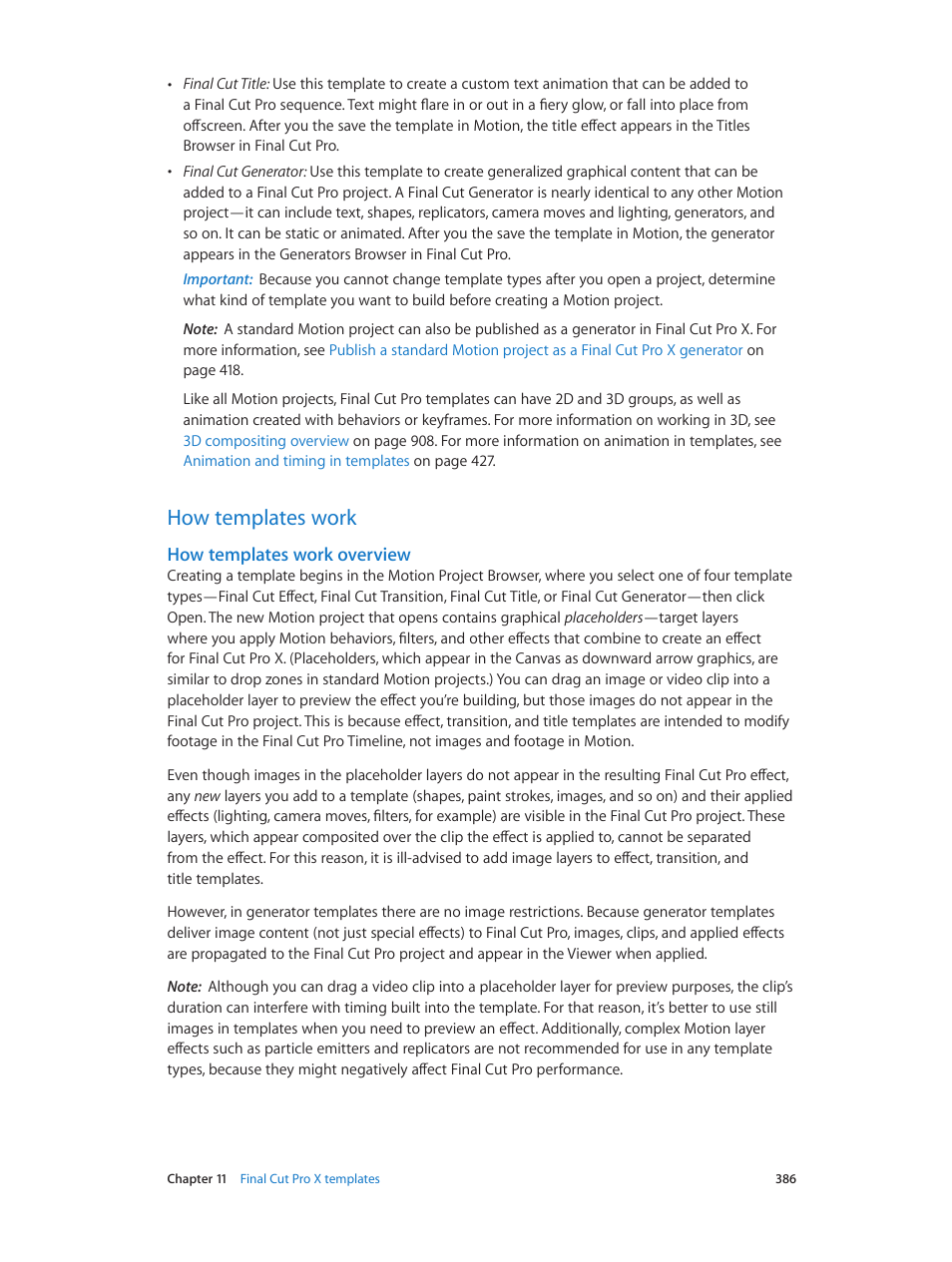 How templates work, How templates work overview, 386 how templates work 386 | Apple Motion 5.1.1 User Manual | Page 386 / 1090
