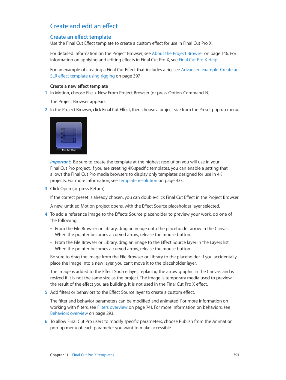 Create and edit an effect, Create an effect template, 391 create and edit an effect 391 | Apple Motion 5.1.1 User Manual | Page 391 / 1090