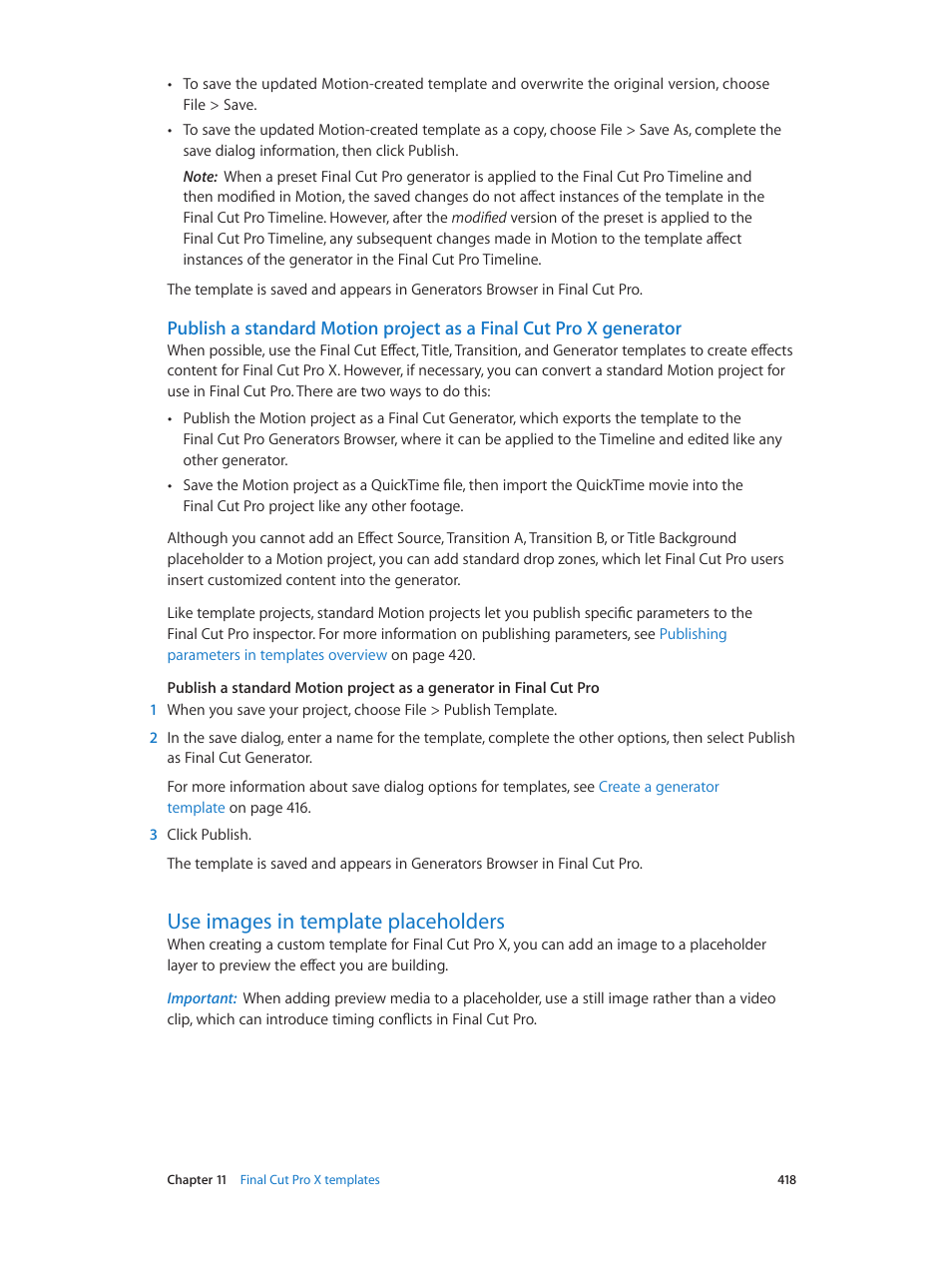 Use images in template placeholders, 418 use images in template placeholders, Publish | Apple Motion 5.1.1 User Manual | Page 418 / 1090