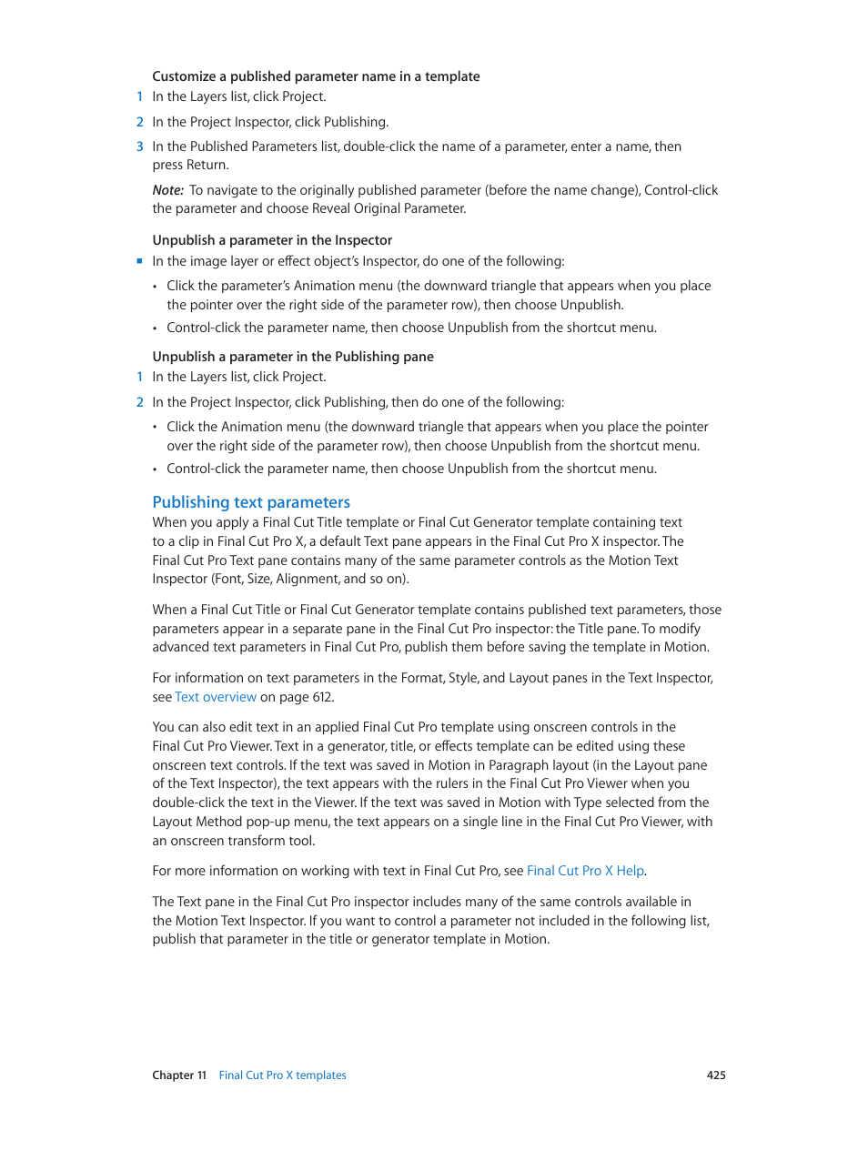 Publishing text parameters | Apple Motion 5.1.1 User Manual | Page 425 / 1090