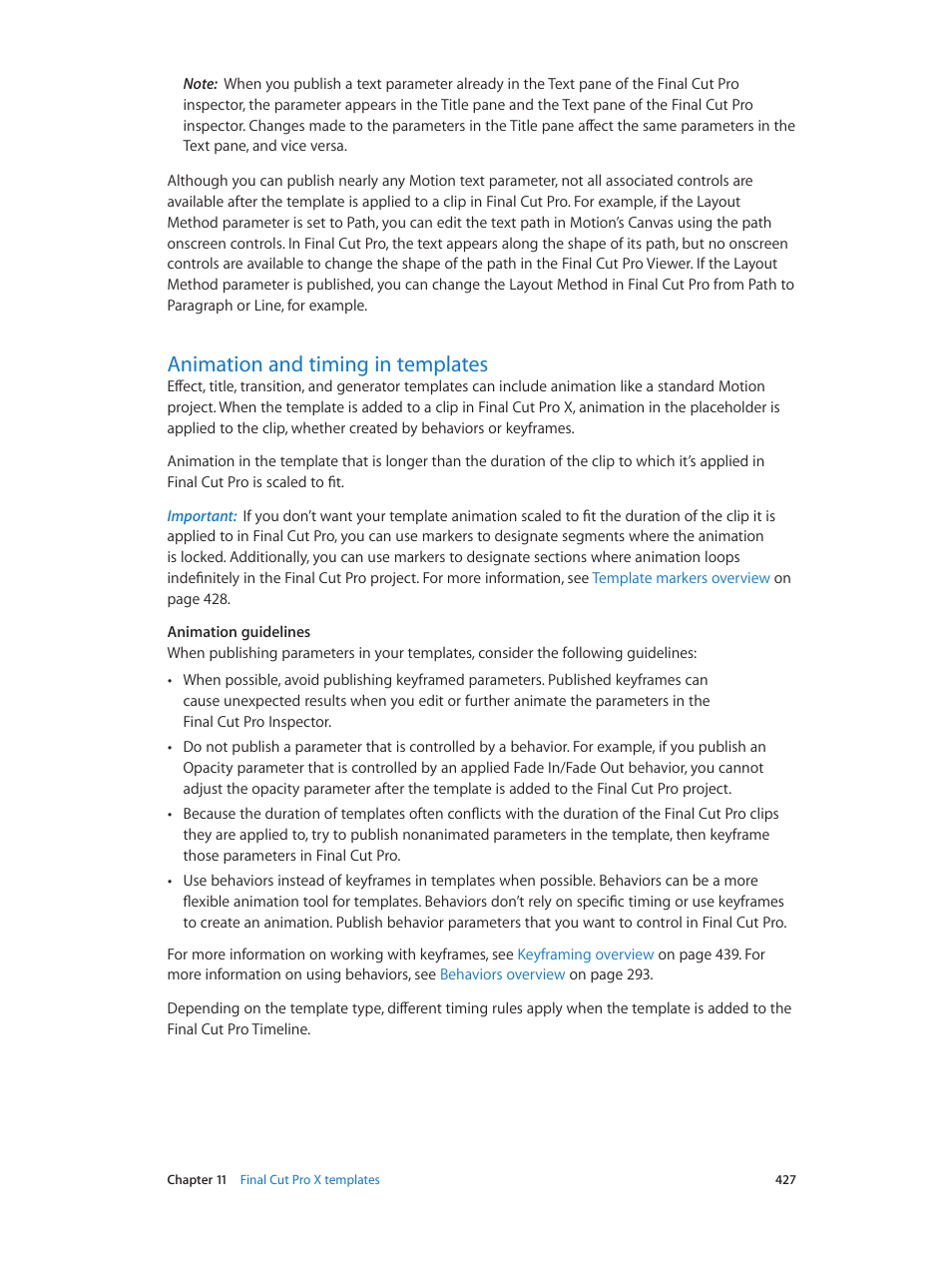 Animation and timing in templates, 427 animation and timing in templates | Apple Motion 5.1.1 User Manual | Page 427 / 1090