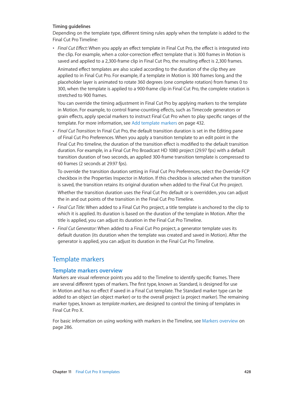 Template markers, Template markers overview, 428 template markers 428 | Apple Motion 5.1.1 User Manual | Page 428 / 1090