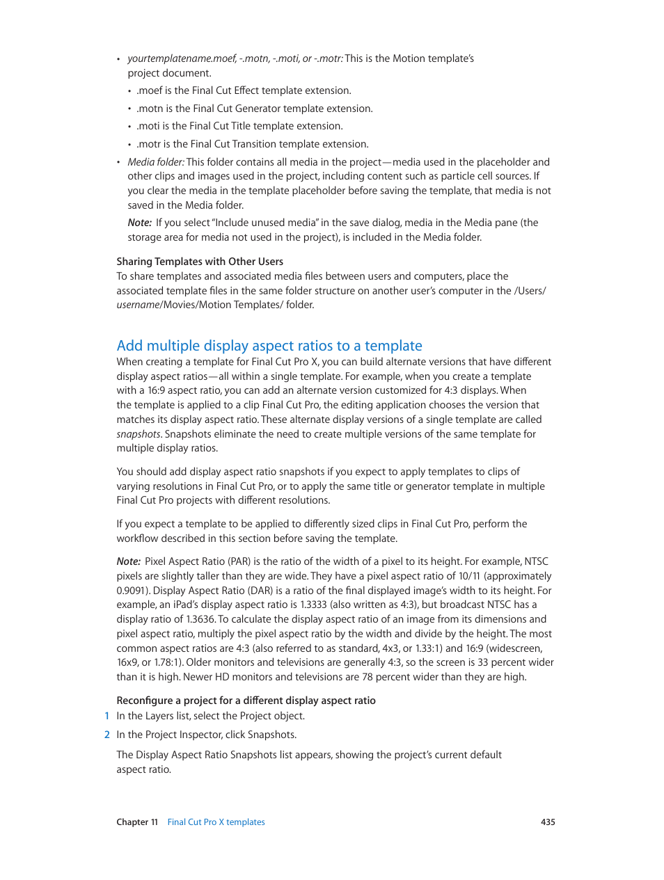 Add multiple display aspect ratios to a template, Add multiple display aspect ratios to a, Template | Apple Motion 5.1.1 User Manual | Page 435 / 1090