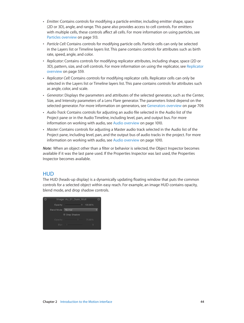 44 hud | Apple Motion 5.1.1 User Manual | Page 44 / 1090