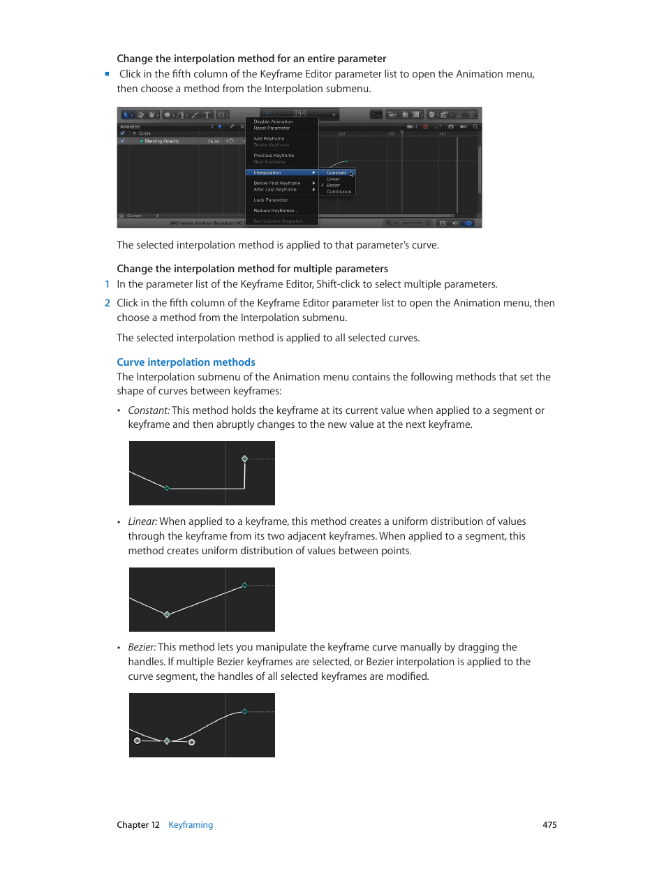 Curve interpolation methods, 475 f | Apple Motion 5.1.1 User Manual | Page 475 / 1090
