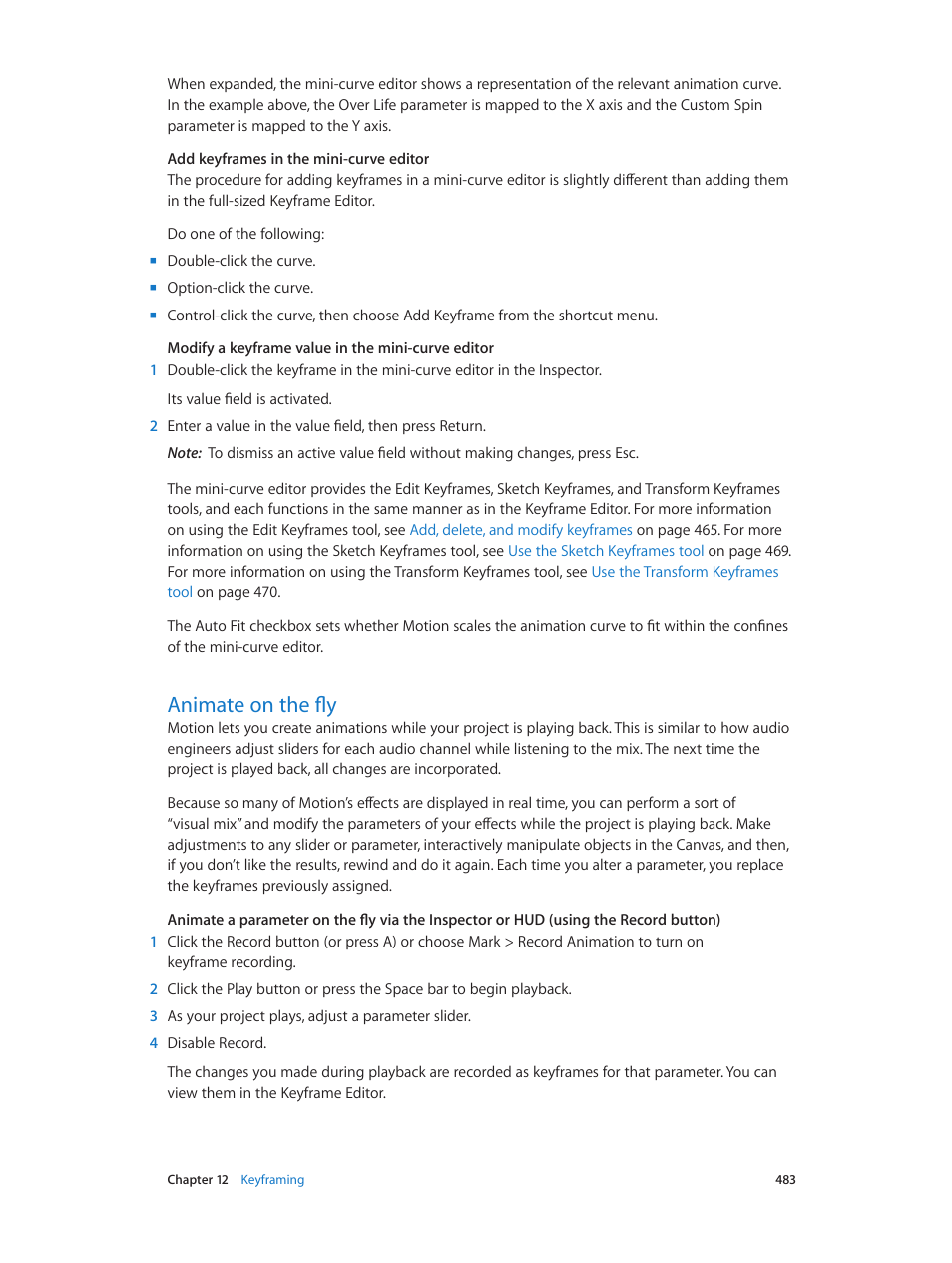 Animate on the fly, 483 animate on the fly | Apple Motion 5.1.1 User Manual | Page 483 / 1090