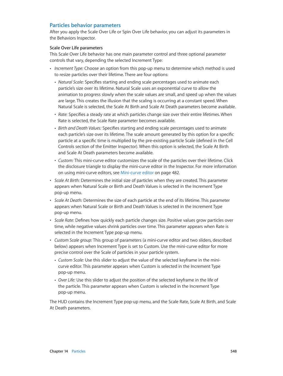 Particles behavior parameters | Apple Motion 5.1.1 User Manual | Page 548 / 1090