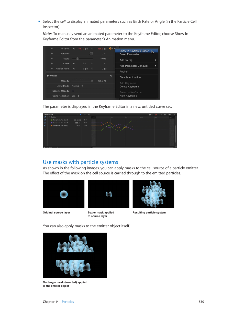 Use masks with particle systems, 550 use masks with particle systems | Apple Motion 5.1.1 User Manual | Page 550 / 1090