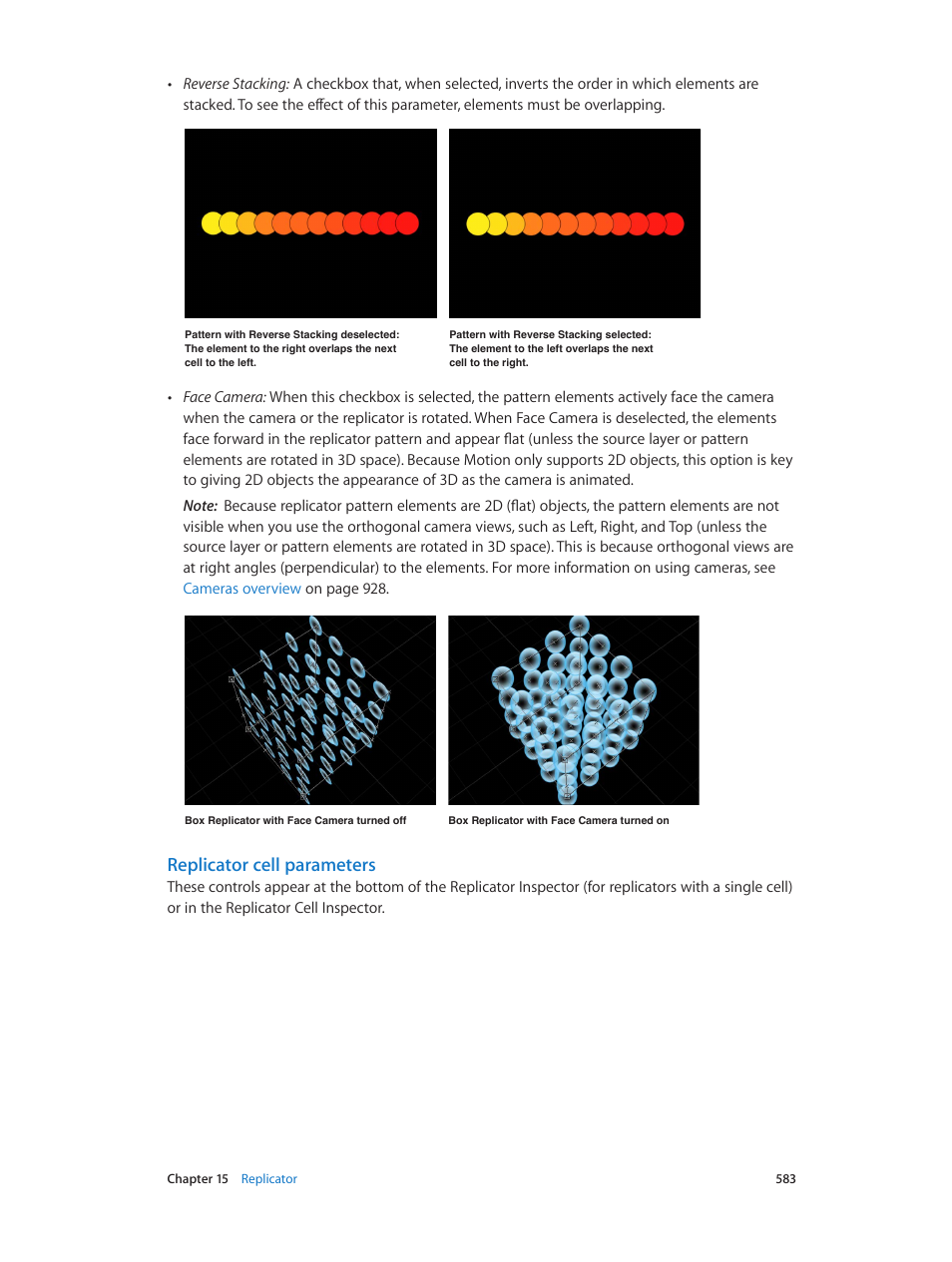 Replicator cell parameters, Replicator cell, Parameters | Apple Motion 5.1.1 User Manual | Page 583 / 1090
