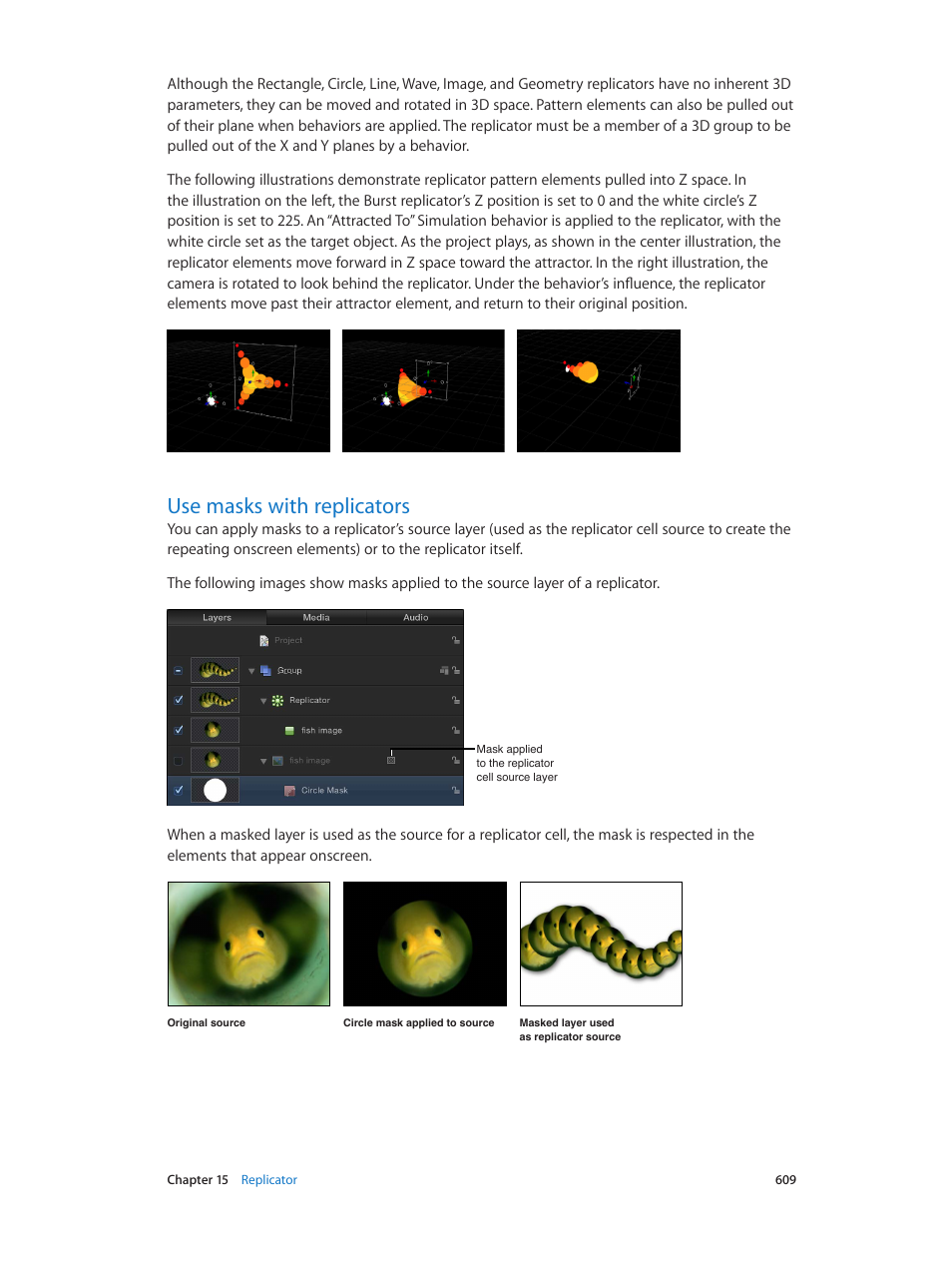 Use masks with replicators, 609 use masks with replicators, Use masks with | Replicators | Apple Motion 5.1.1 User Manual | Page 609 / 1090