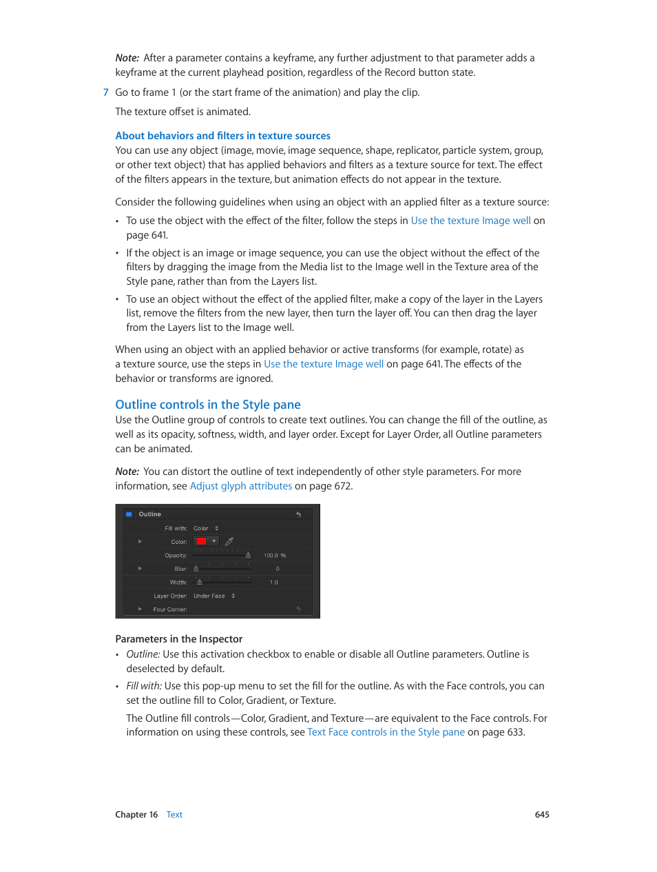 Outline controls in the style pane | Apple Motion 5.1.1 User Manual | Page 645 / 1090