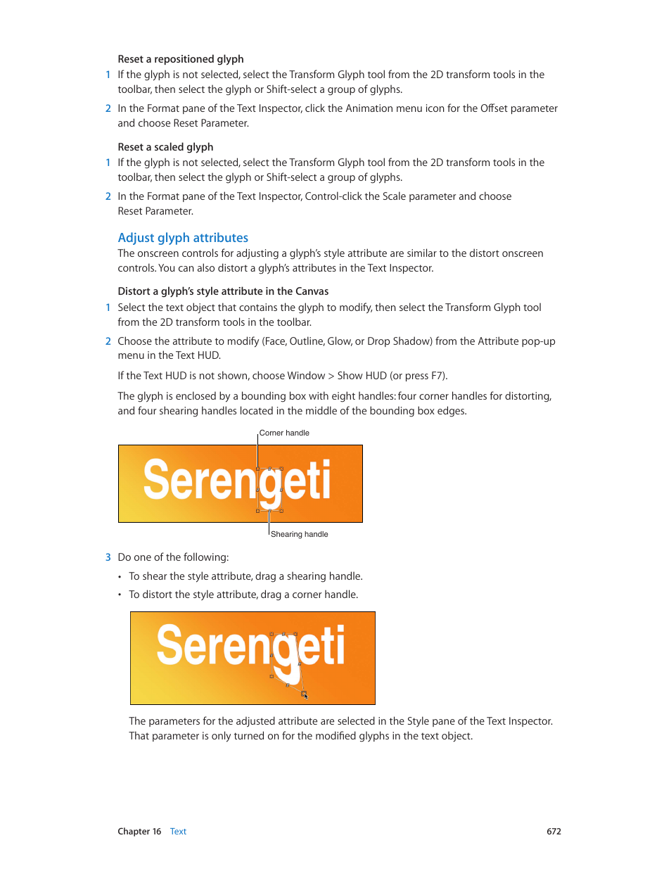 Adjust glyph attributes | Apple Motion 5.1.1 User Manual | Page 672 / 1090