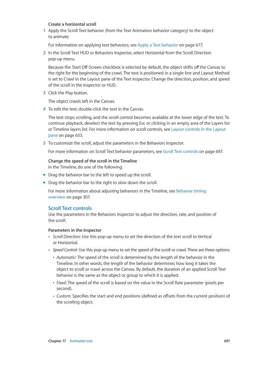 Scroll text controls | Apple Motion 5.1.1 User Manual | Page 697 / 1090