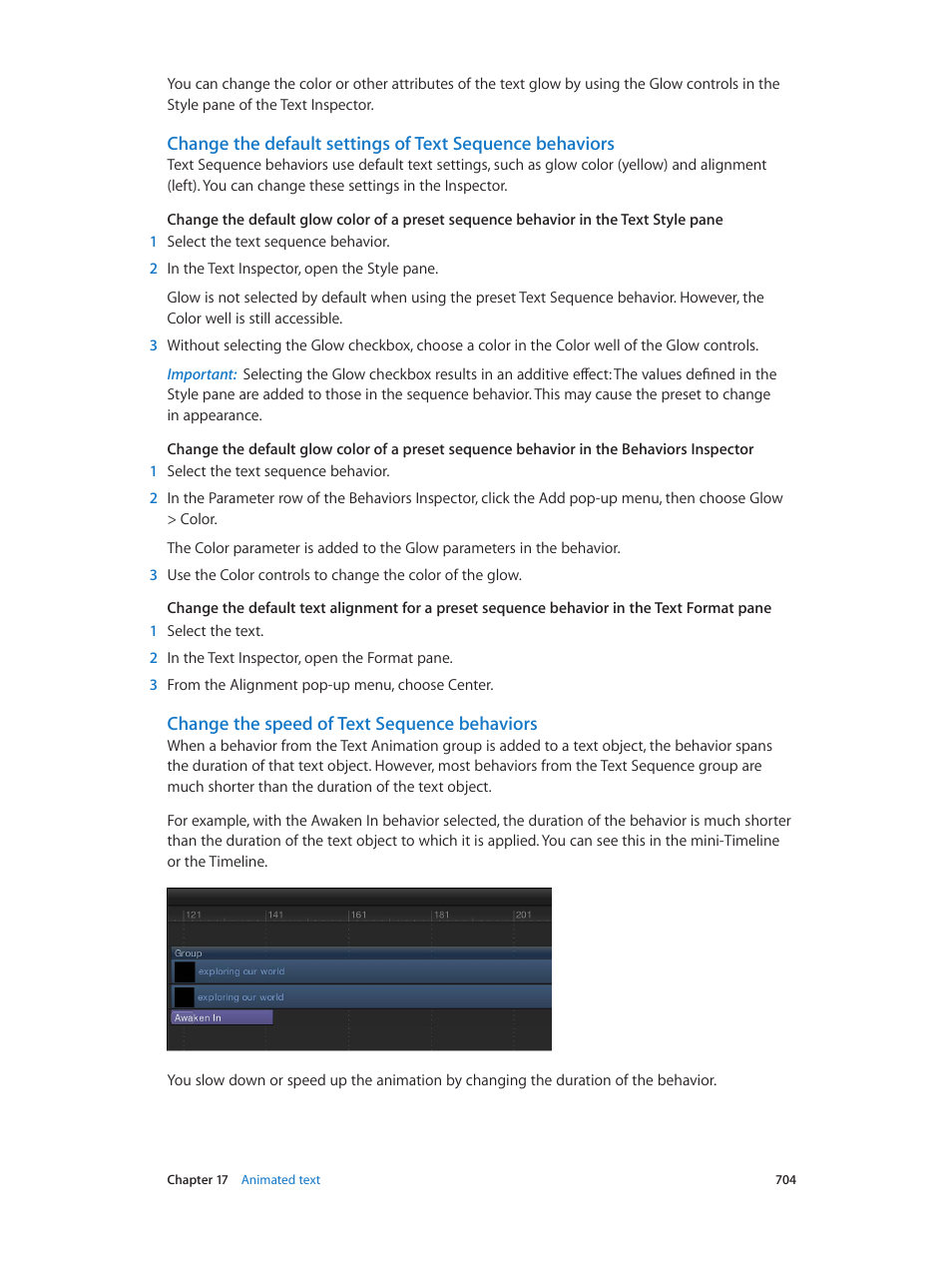 Change the speed of text sequence behaviors | Apple Motion 5.1.1 User Manual | Page 704 / 1090