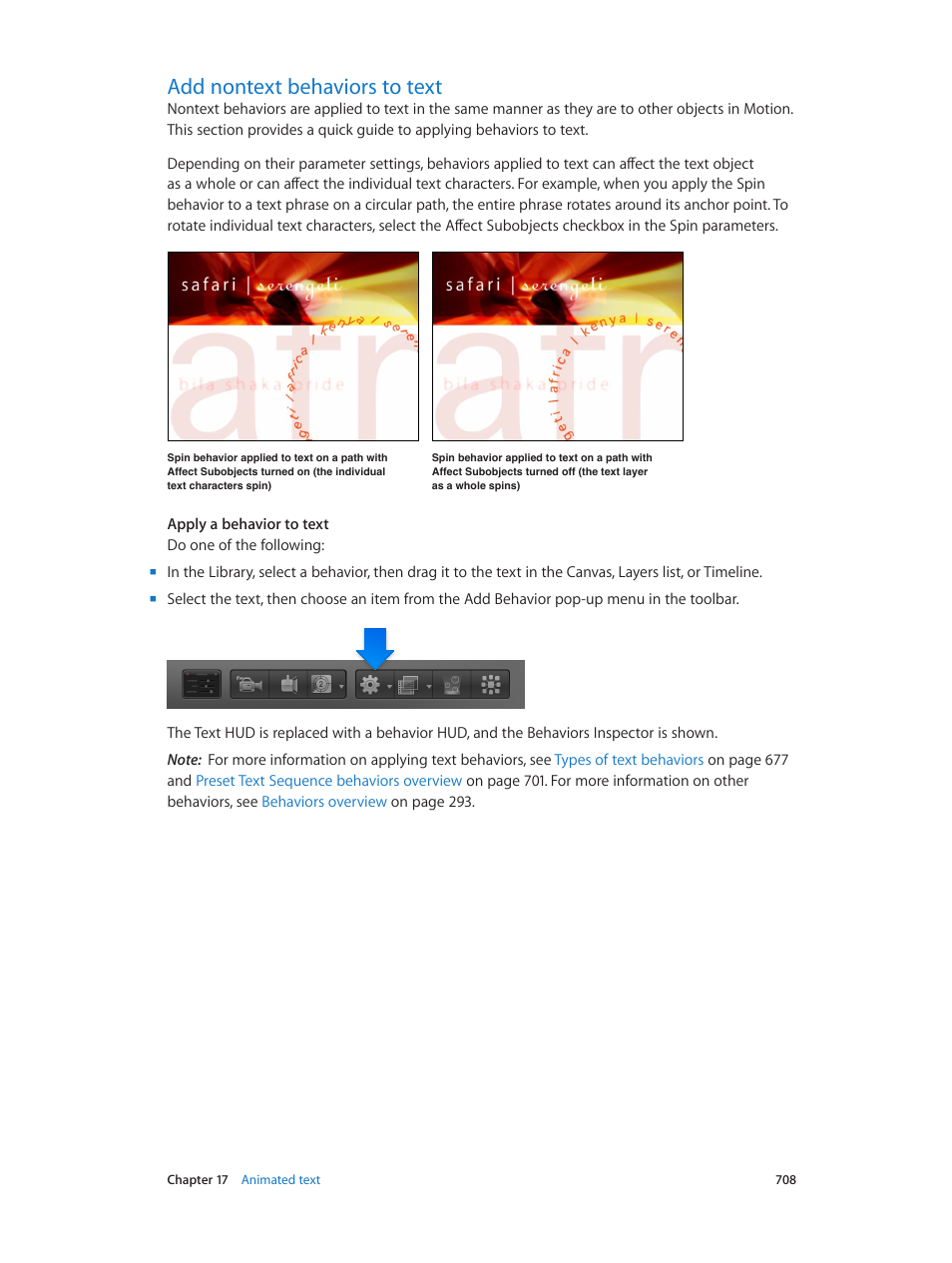 Add nontext behaviors to text, 708 add nontext behaviors to text | Apple Motion 5.1.1 User Manual | Page 708 / 1090