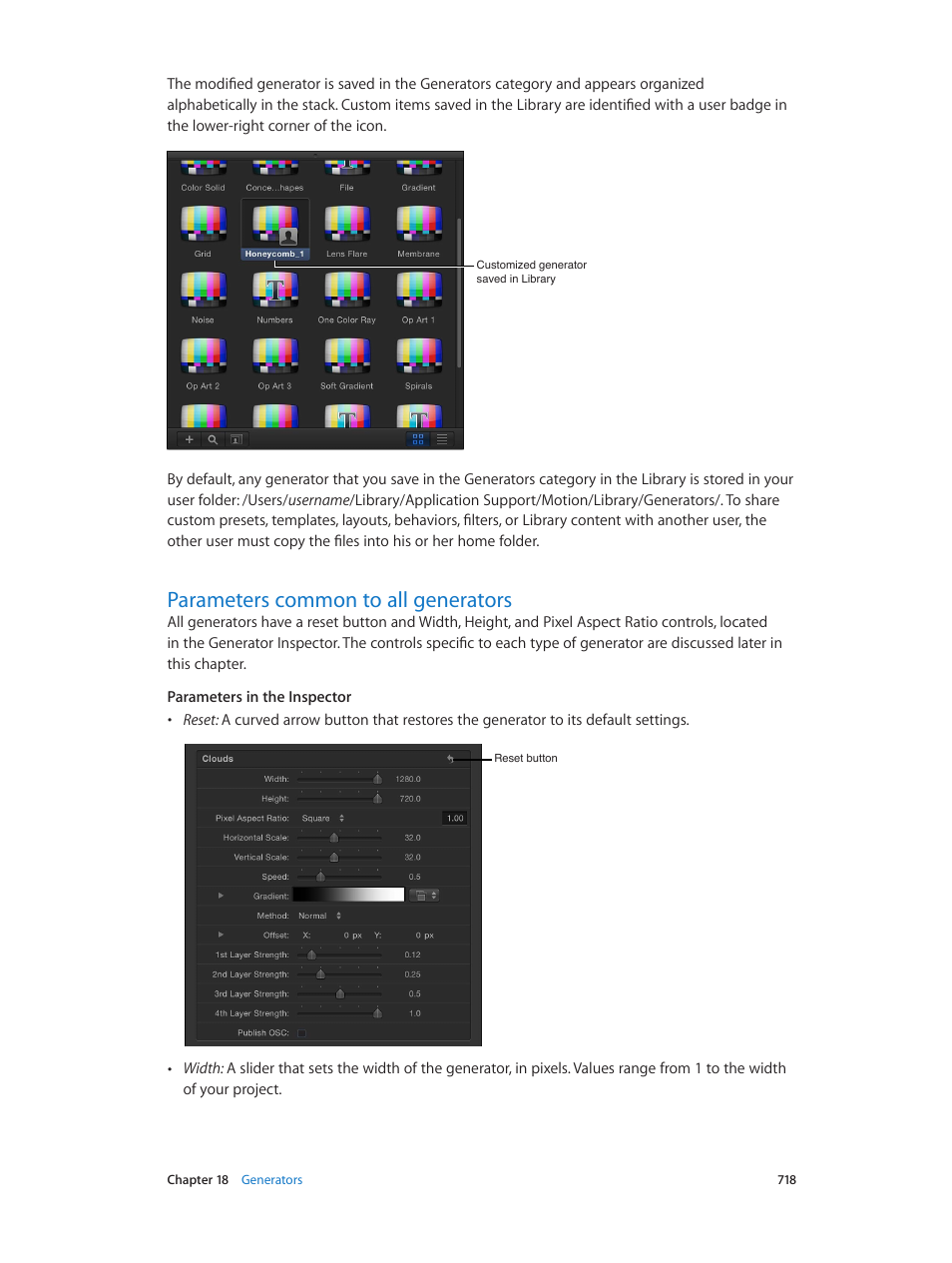 Parameters common to all generators, 718 parameters common to all generators | Apple Motion 5.1.1 User Manual | Page 718 / 1090