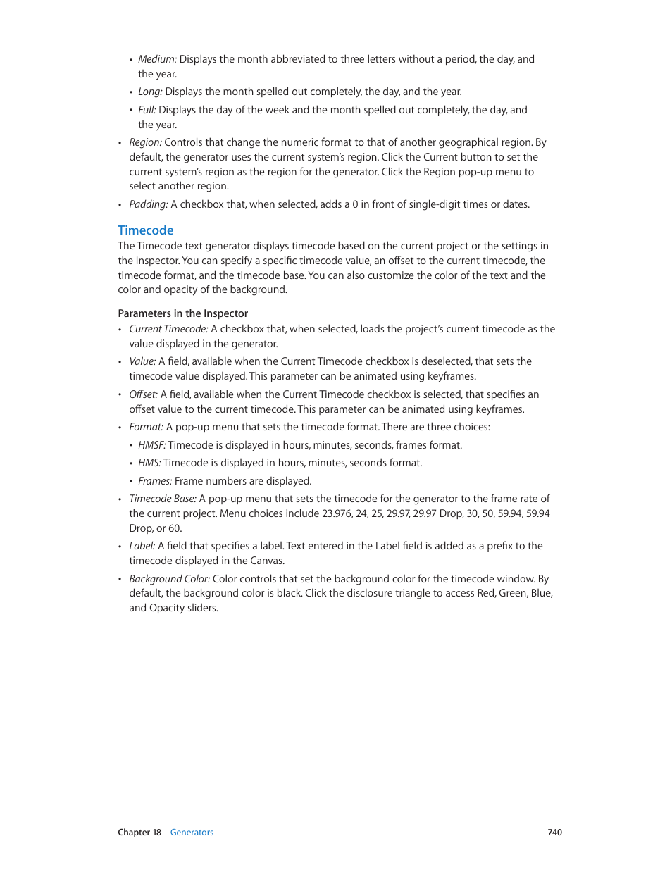 Timecode | Apple Motion 5.1.1 User Manual | Page 740 / 1090