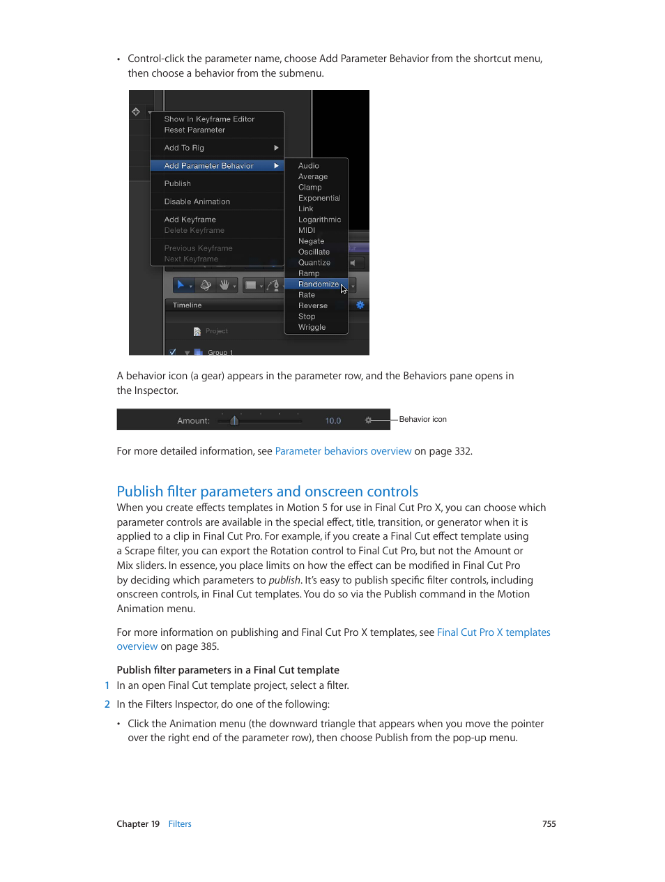 Publish filter parameters and onscreen controls | Apple Motion 5.1.1 User Manual | Page 755 / 1090