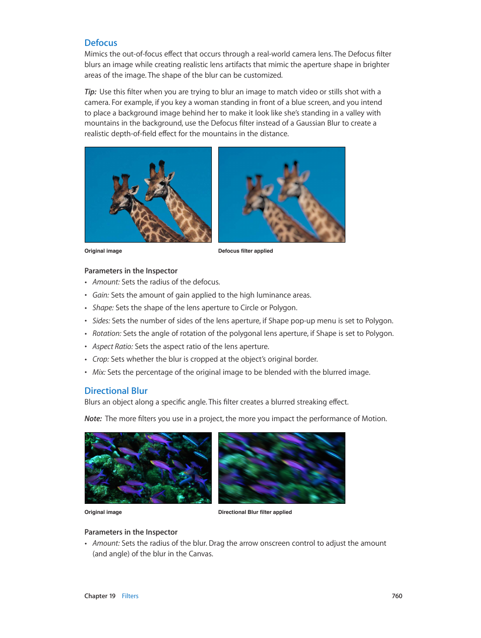 Defocus, Directional blur | Apple Motion 5.1.1 User Manual | Page 760 / 1090