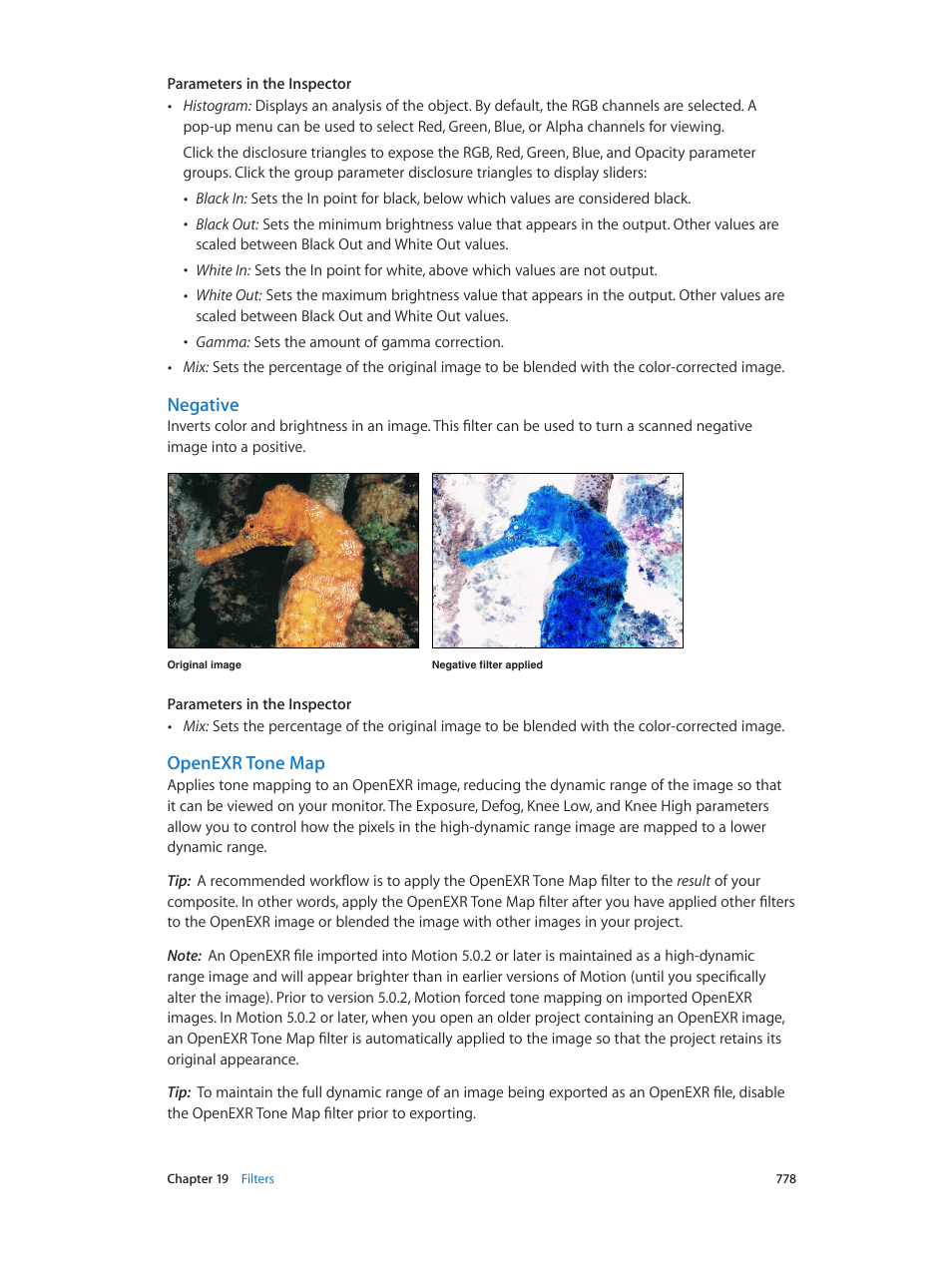 Negative, Openexr tone map | Apple Motion 5.1.1 User Manual | Page 778 / 1090
