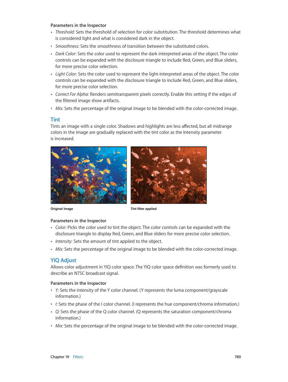 Tint, Yiq adjust | Apple Motion 5.1.1 User Manual | Page 780 / 1090