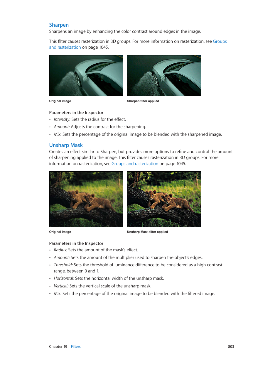 Sharpen, Unsharp mask | Apple Motion 5.1.1 User Manual | Page 803 / 1090