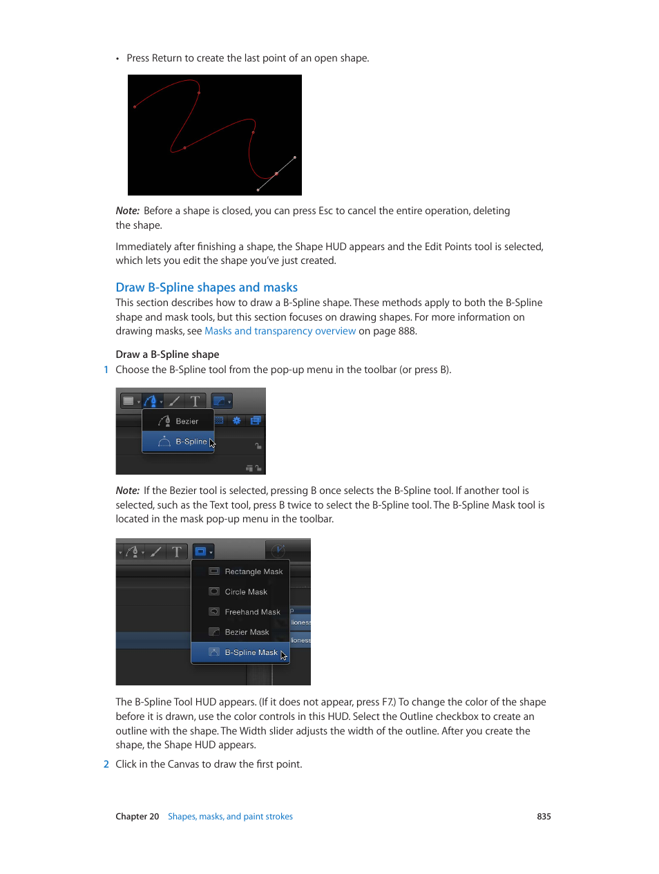 Draw b-spline shapes and masks | Apple Motion 5.1.1 User Manual | Page 835 / 1090