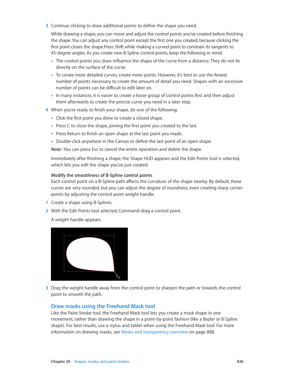 Draw masks using the freehand mask tool | Apple Motion 5.1.1 User Manual | Page 836 / 1090