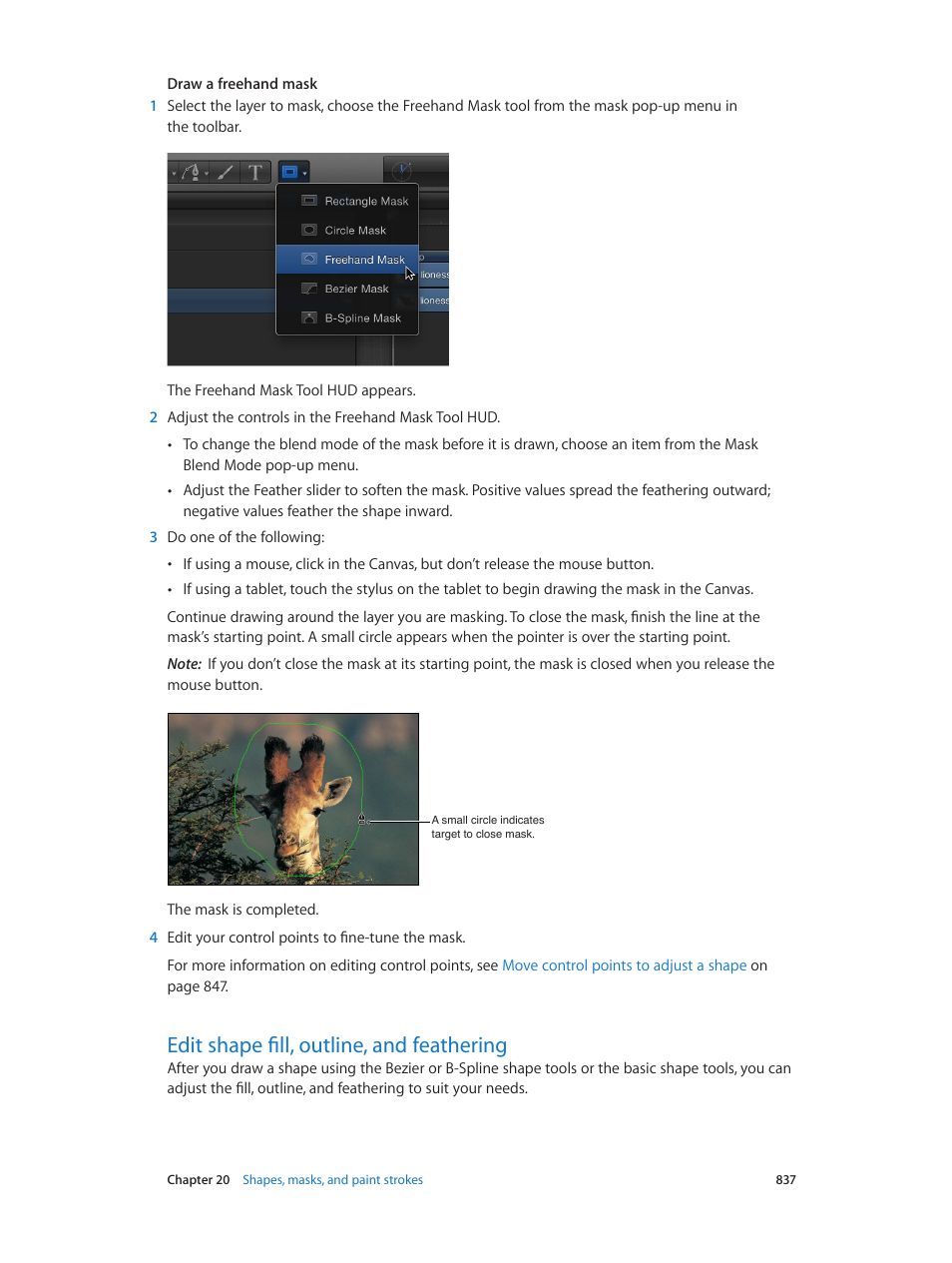 Edit shape fill, outline, and feathering, 837 edit shape fill, outline, and feathering, Edit shape | Fill, outline, and feathering | Apple Motion 5.1.1 User Manual | Page 837 / 1090