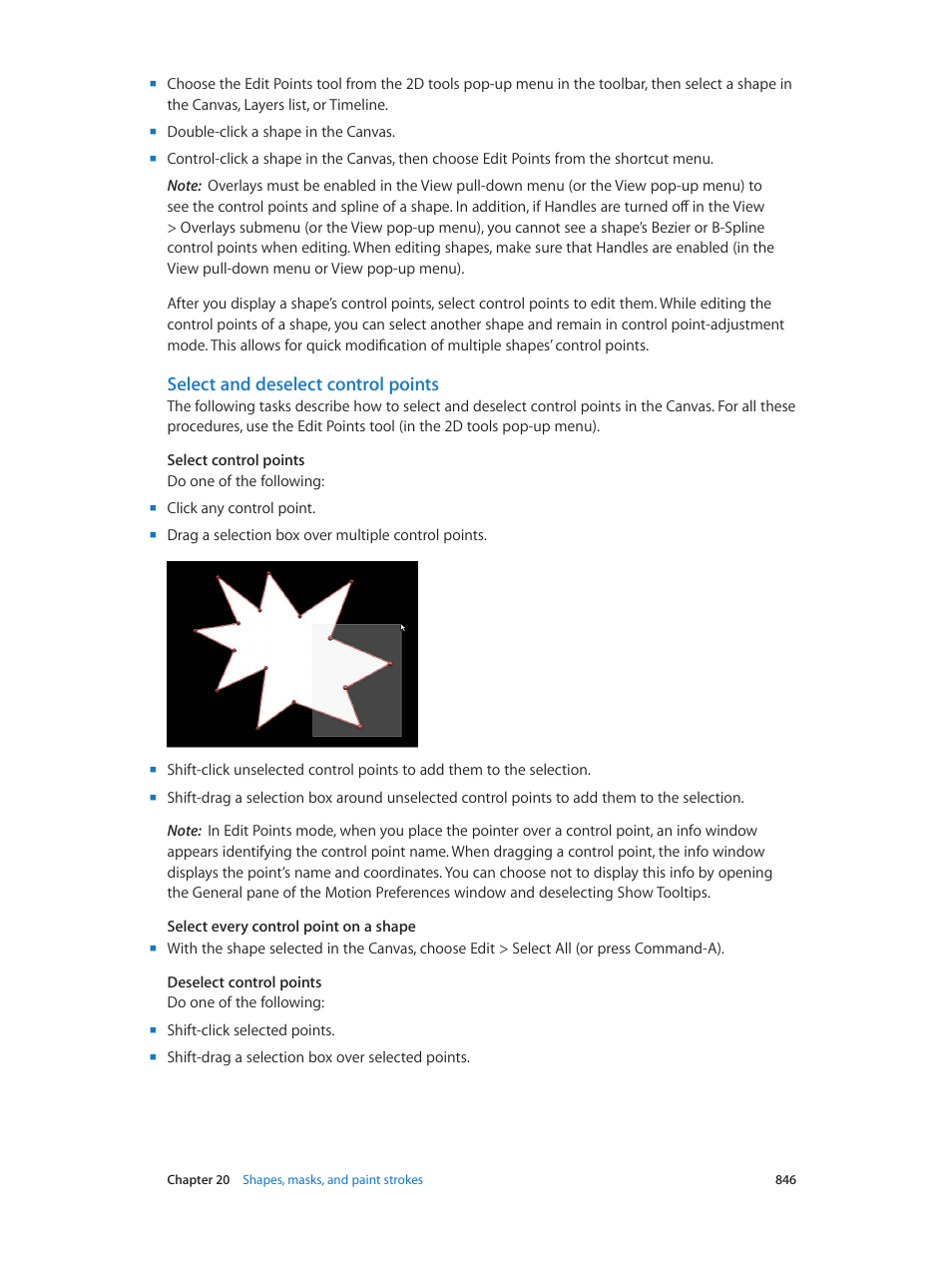 Select and deselect control points | Apple Motion 5.1.1 User Manual | Page 846 / 1090