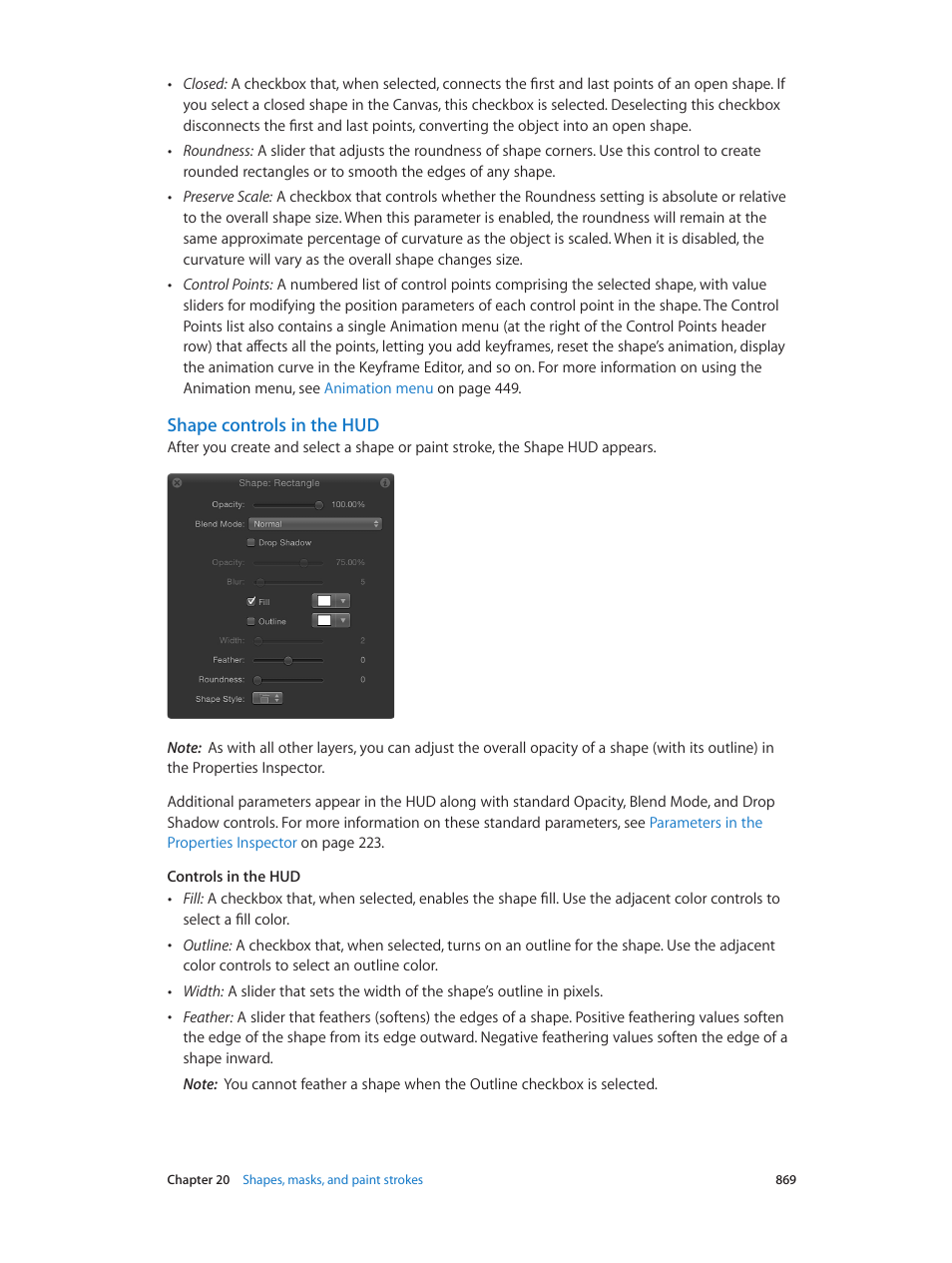 Shape controls in the hud | Apple Motion 5.1.1 User Manual | Page 869 / 1090