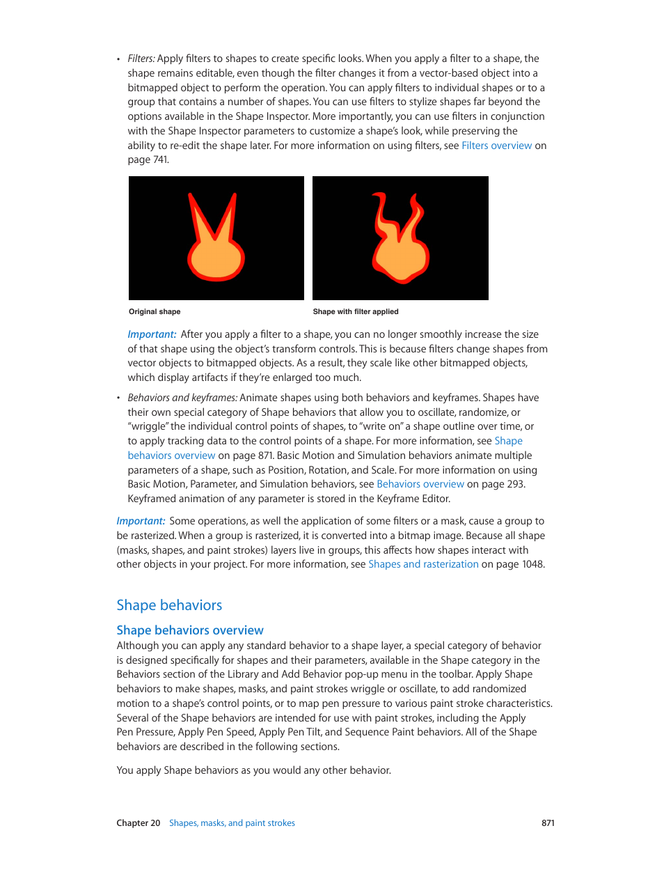 Shape behaviors, Shape behaviors overview, 871 shape behaviors 871 | Overview, Shape, Behaviors overview | Apple Motion 5.1.1 User Manual | Page 871 / 1090