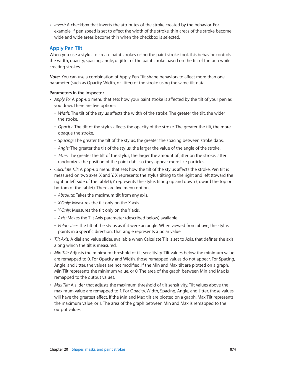Apply pen tilt | Apple Motion 5.1.1 User Manual | Page 874 / 1090