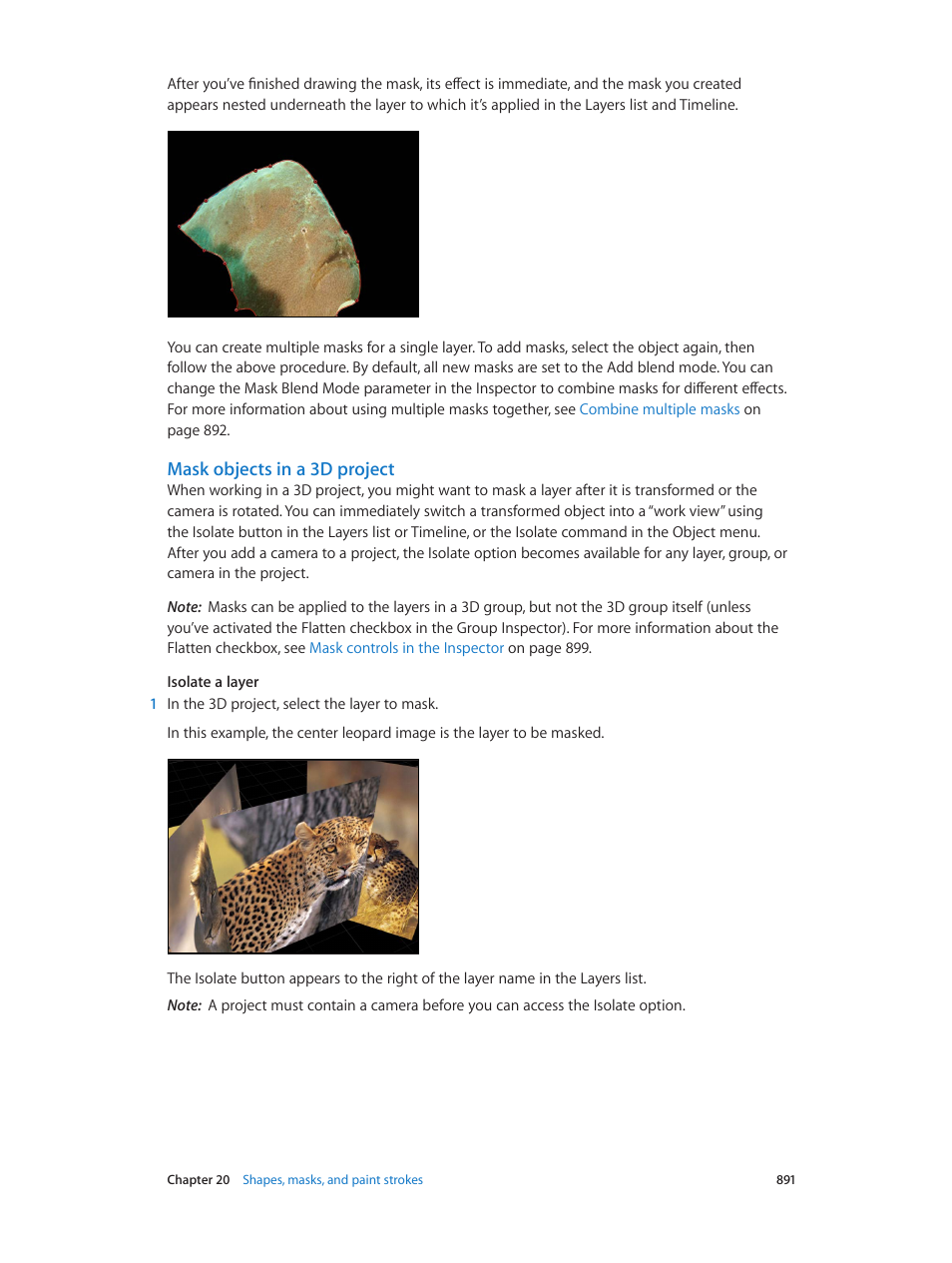 Mask objects in a 3d project, Mask objects in a 3d, Project | Apple Motion 5.1.1 User Manual | Page 891 / 1090