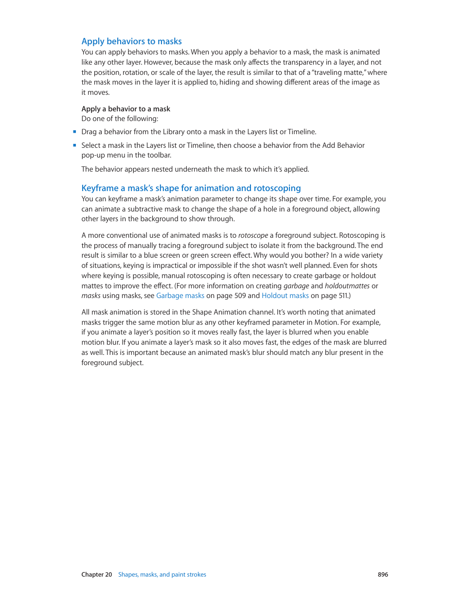 Apply behaviors to masks | Apple Motion 5.1.1 User Manual | Page 896 / 1090