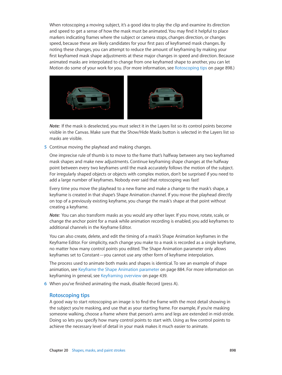 Rotoscoping tips | Apple Motion 5.1.1 User Manual | Page 898 / 1090